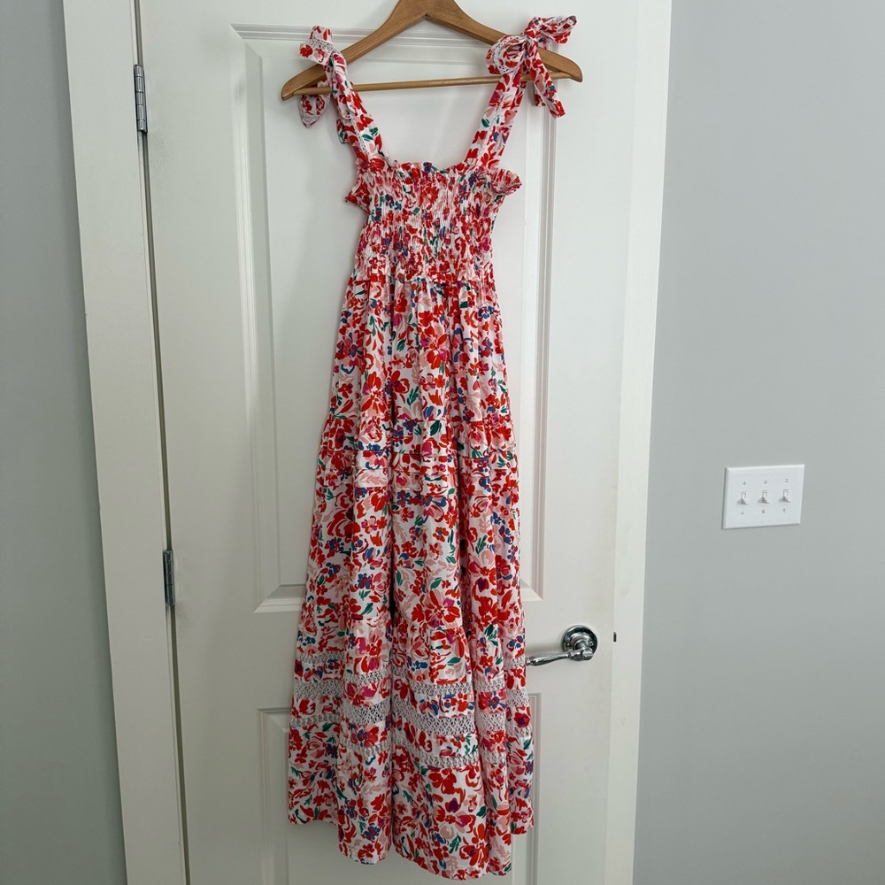 Mi Golondrina Pink Floral Jardín Rojo Valeria Dress